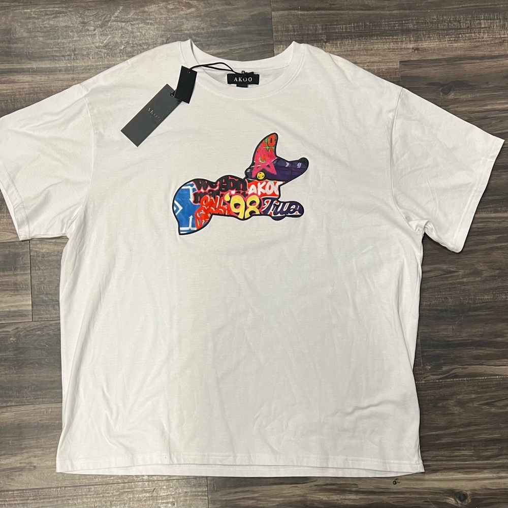 5XL Men’s Akoo White Graphic T-Shirt new with Tags